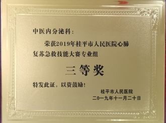 2019年心肺复苏急救技能大赛专业组三等奖